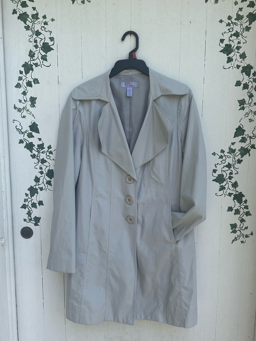 Nine & Co. Light Gray Women’s Trench Coat - Three-Button Front